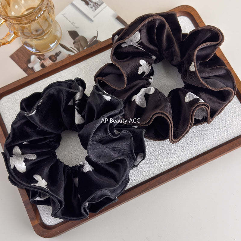 E관 - 벨벳 나비 패턴 더블 레이어 대형 곱창 헤어밴드 [27695] 25.11-3