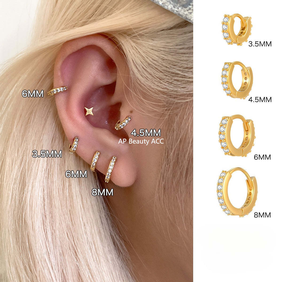 A관 - 티타늄 스틸 큐빅 후프 귀걸이 [EH-4163] 25.10-4