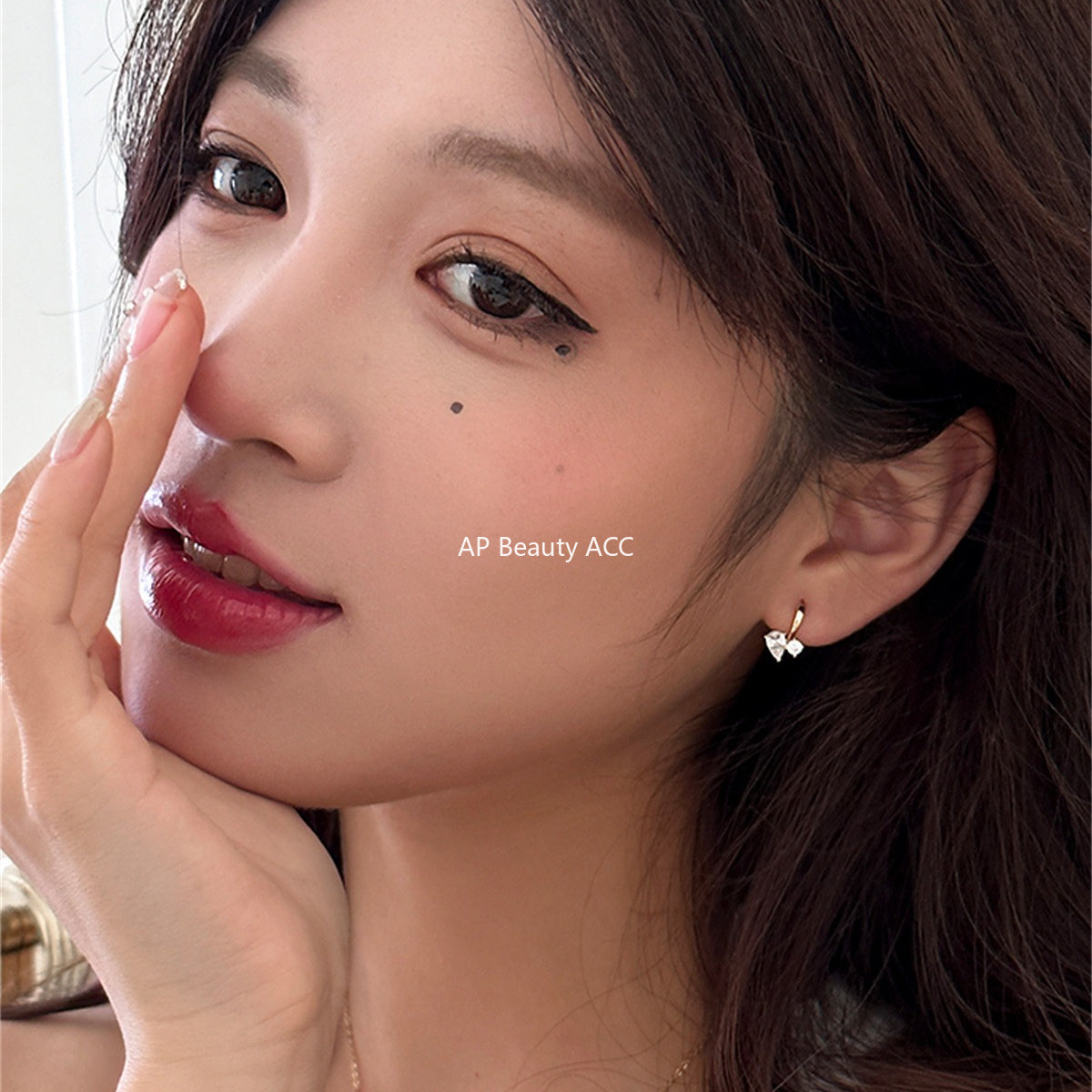 A관 - 925 은침 물방울 큐빅 링 귀걸이 [EH-4001] 25.10-1