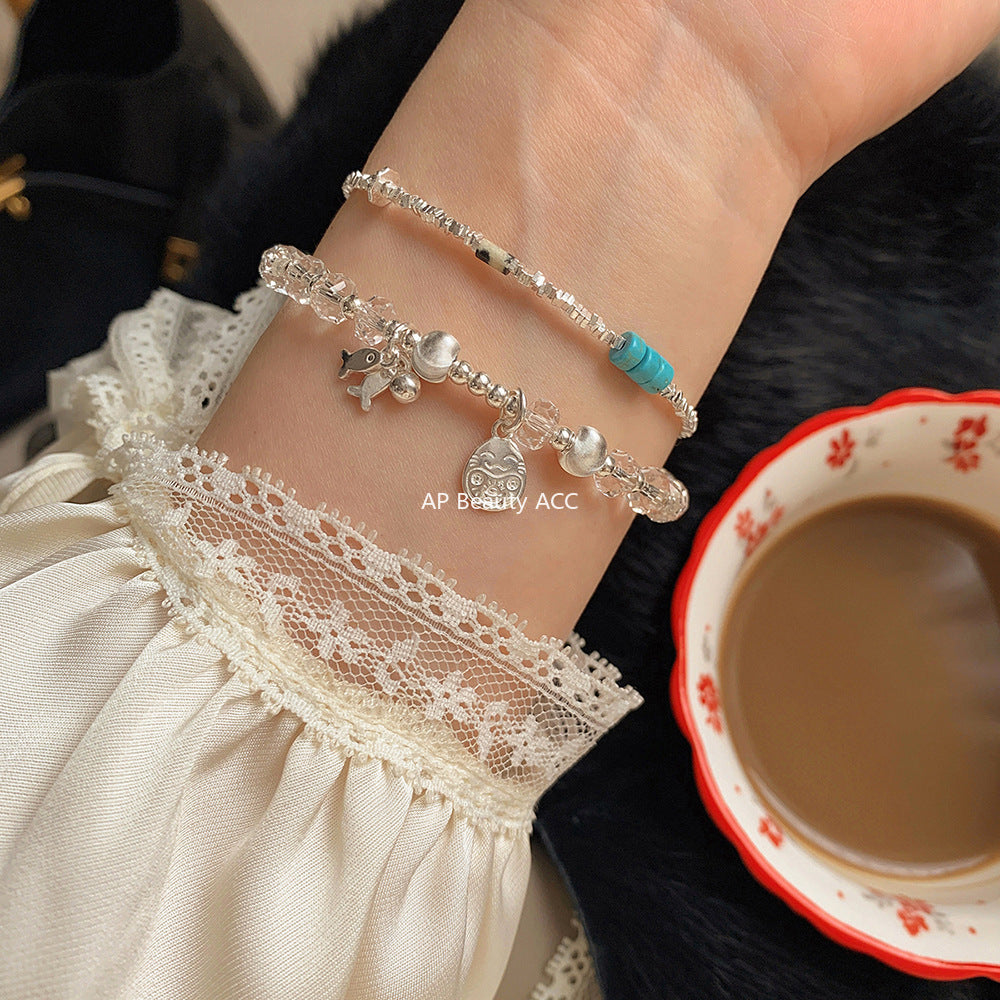 A관 - 925 실버 나비 고양이 핸드메이드 팔찌 [1076-1077] 25.10-3