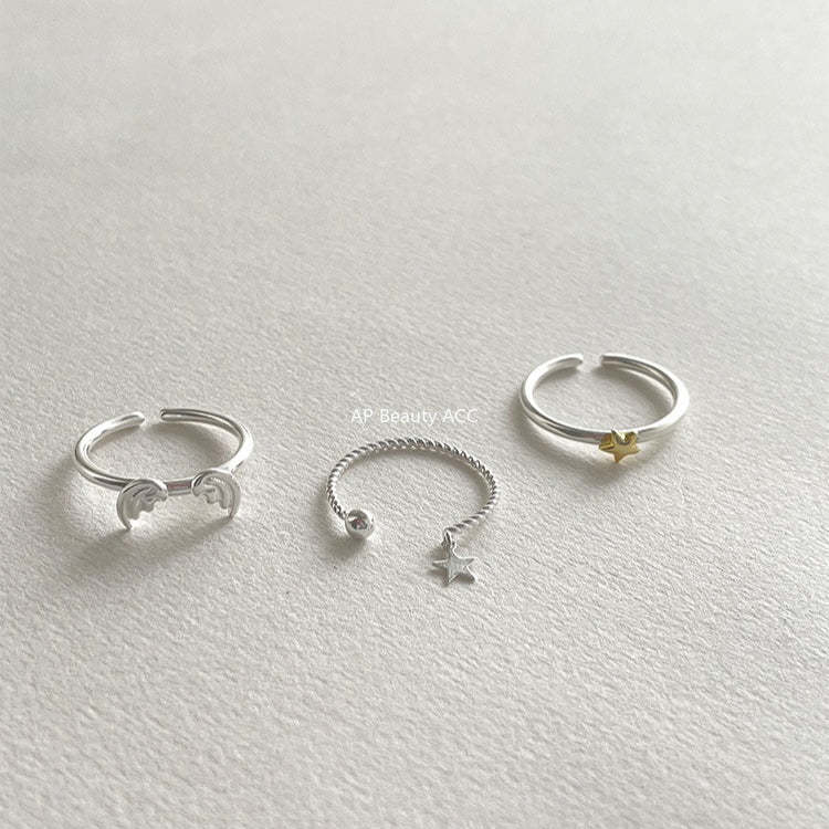 A관 - 925 실버 천사날개 별 디자인 오픈형 반지 [JZ-0717] 25.10-5