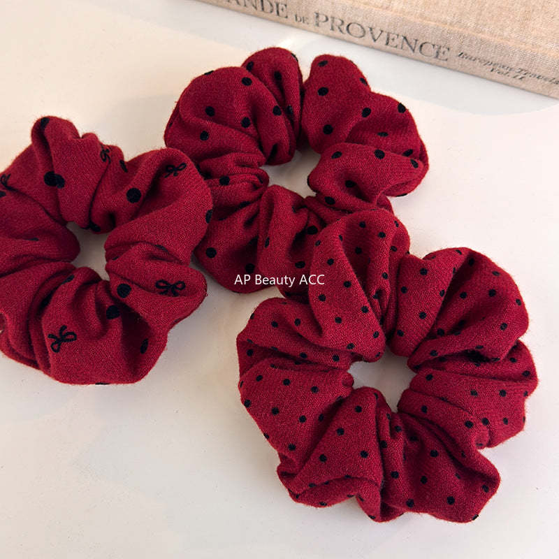 E관 - 레드 도트 패브릭 곱창 헤어밴드 머리띠 [27755] 25.12-1