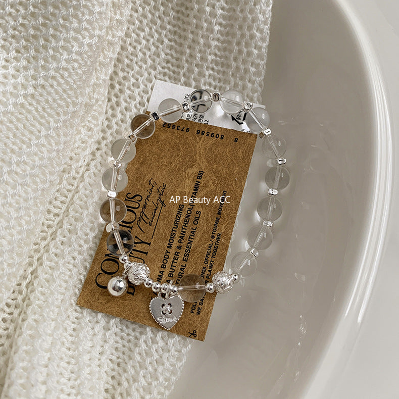 A관 - 925 실버 하트 크리스탈 글라스 비즈 팔찌 [1071] 25.10-2