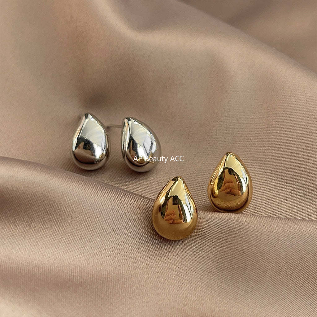C관 - 물방울 디자인 유광 14K 도금 미니멀 귀걸이 [3232-3233] 25.03-2