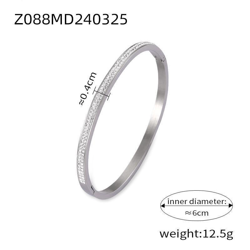 D관 - 레트로 유니크 미니멀 조각 로마 숫자 큐빅 세팅 티타늄 스틸 골드 도금 팔찌 [Z088] 24.03-5