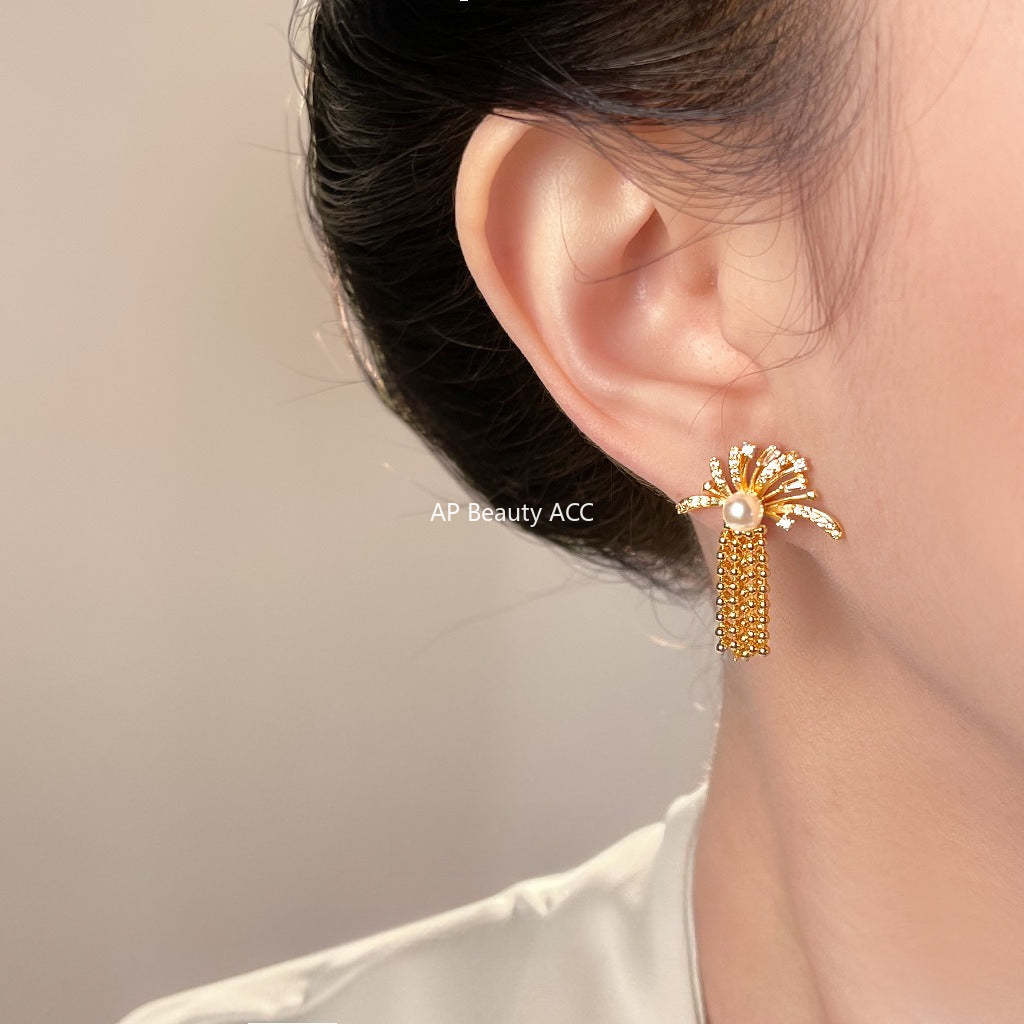 C관 - 불꽃 모양 드롭 큐빅 925 은침 귀걸이 [7136] 25.11-4