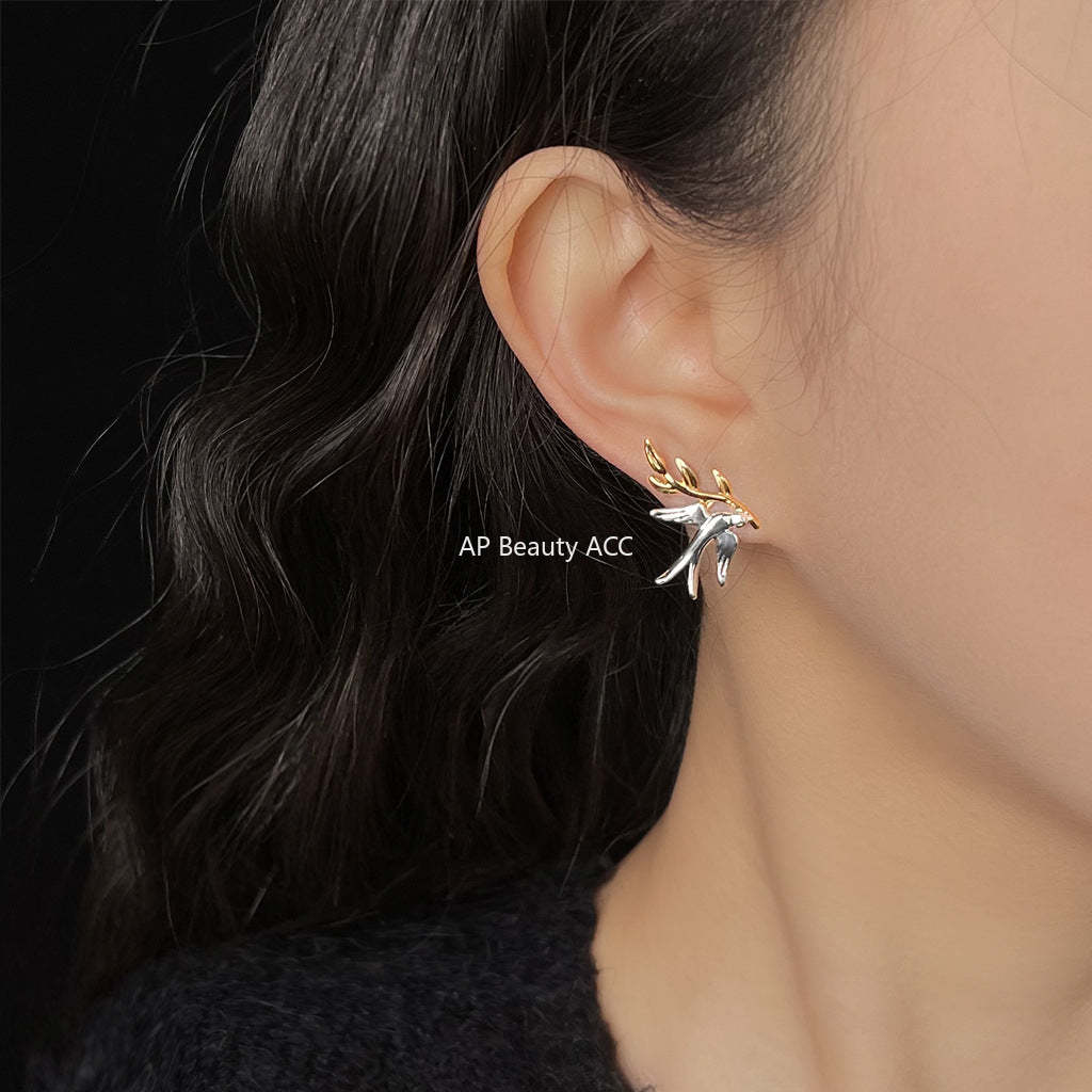 C관 - 투톤 디자인 925 은침 제비 디자인 귀걸이 [5695] 25.03-3
