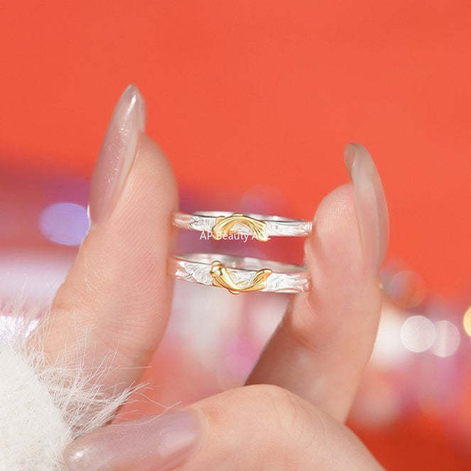 B관 - 999 실버 텍스처 물고기 디자인 커플 반지 [YC3769R_1] 25.11-3