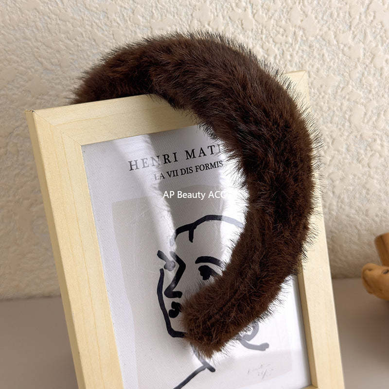 E관 - 인조 밍크 퍼 소재 볼륨 머리띠 [24297] 25.11-1