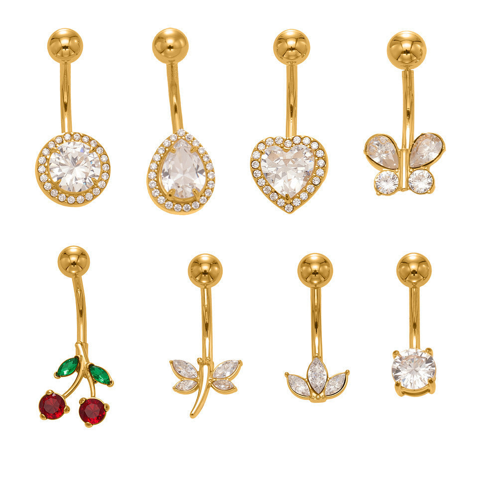 D관 - 스테인리스 큐빅 나비 하트 체리 물방울 18K 도금 피어싱 귀걸이 [H001] 25.11-2