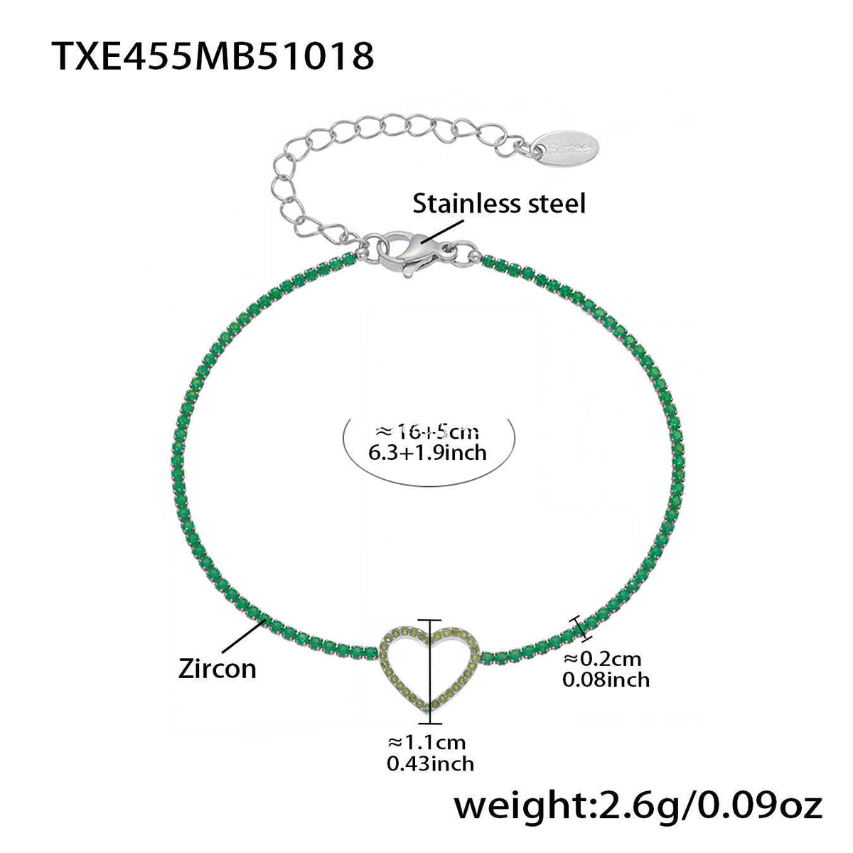 D관 - 스테인리스 스틸 풀큐빅 하트 체인 귀걸이 목걸이 팔찌 [TXP455] 25.10-4
