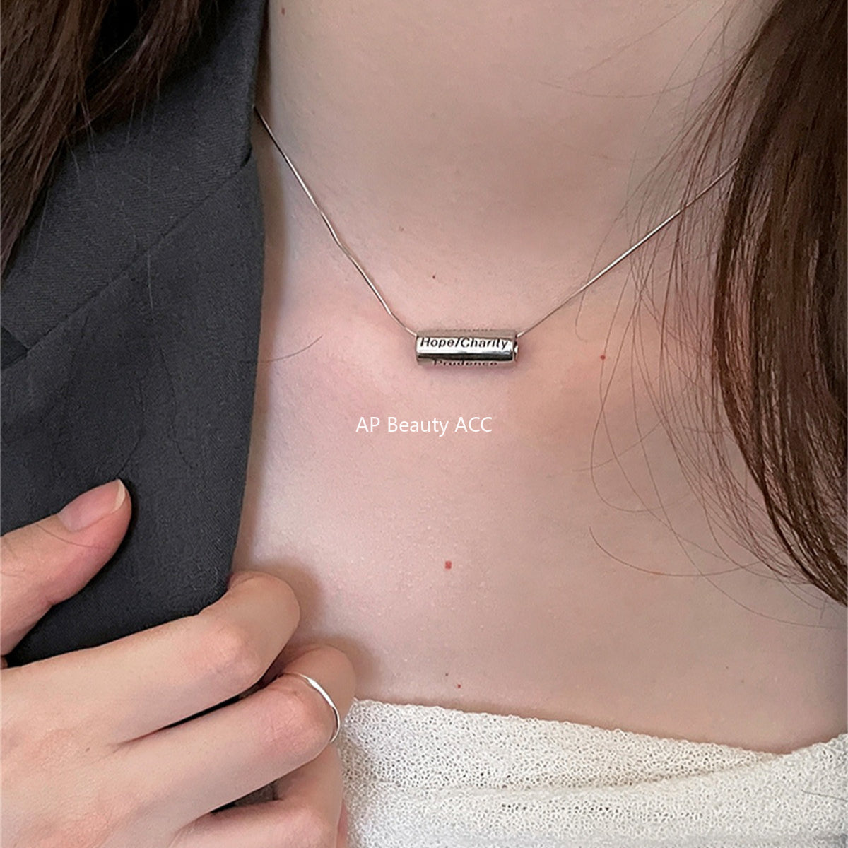 A관 - 925 실버 이니셜 원통 펜던트 목걸이 [XL-1213] 25.10-1