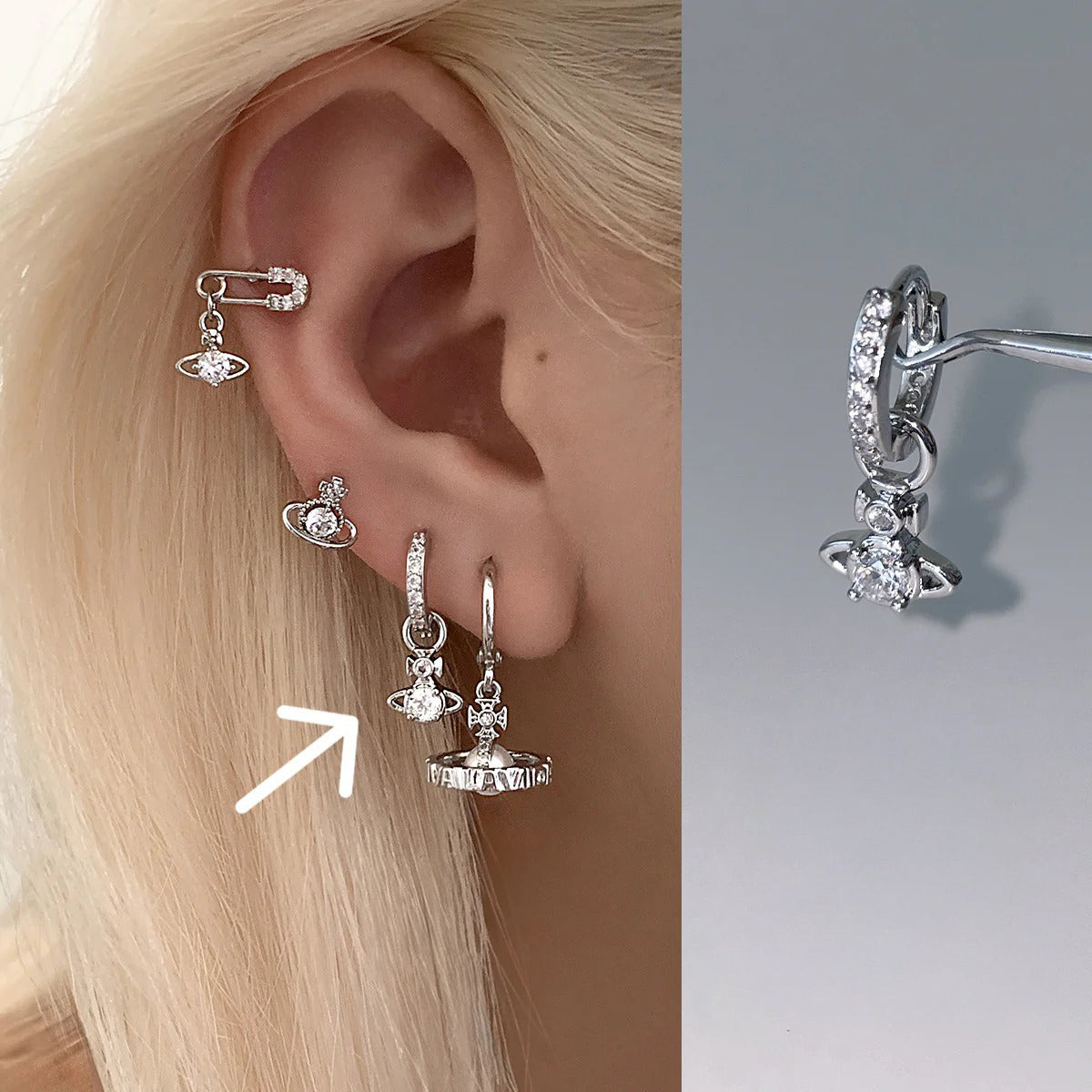 A관 - 큐빅 행성 티타늄 스틸 피어싱 귀걸이 [EH-4347] 25.12-1