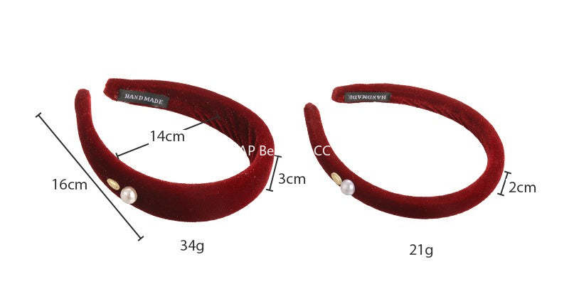 E관 - 벨벳 진주 메탈 플레이트 볼륨 머리띠 [27822] 25.12-3