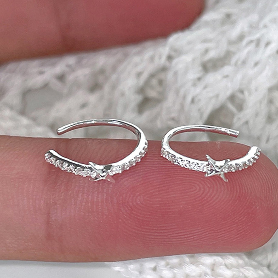 A관 - 925 실버 별 큐빅 C형 스터드 귀걸이 [EH-4129] 25.10-1