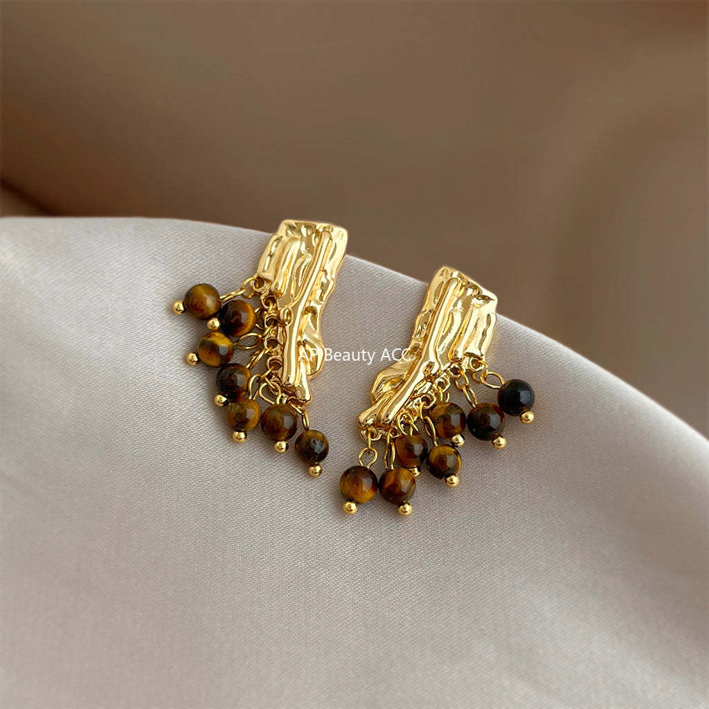 C관 - 나무 디자인 호안석 핸드메이드 925 은침 귀걸이 [7212] 25.12-2