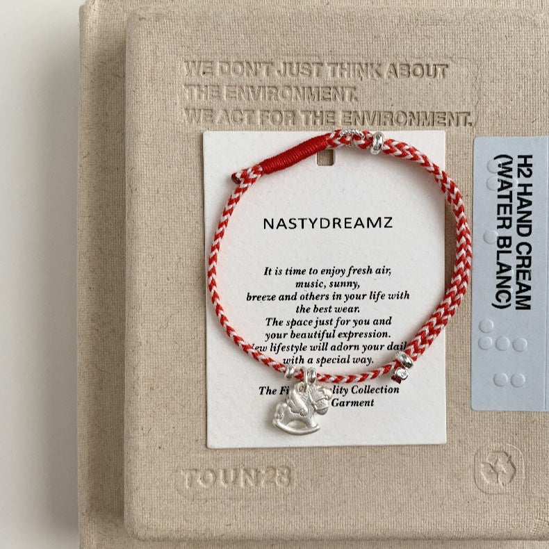 A관 - 925 실버 목마 말 펜던트 핸드메이드 스트랩 팔찌 [1630] 25.12-3