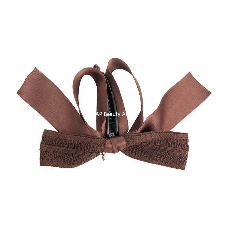 E관 - 레트로 니트 리본 대형 집게핀 [27638] 25.11-1