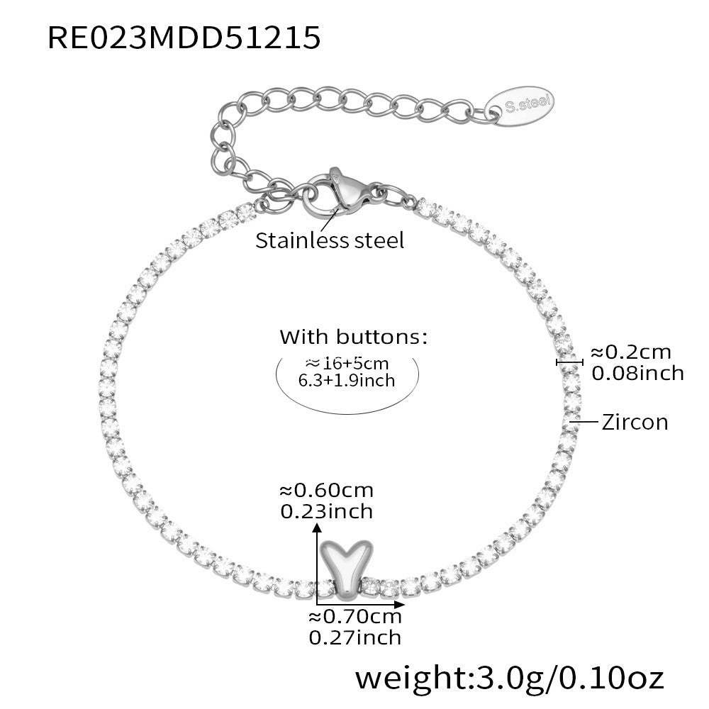 D관 - 스테인리스 스틸 18K 도금 알파벳 큐빅 팔찌 [RE023] 25.12-3