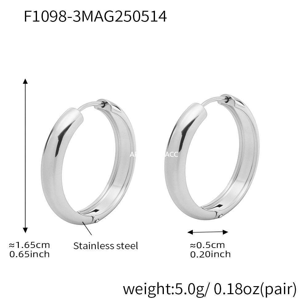 D관 - 투톤 원형 18K 도금 스테인리스 스틸 귀걸이 [F1015-F1098] 25.05-4