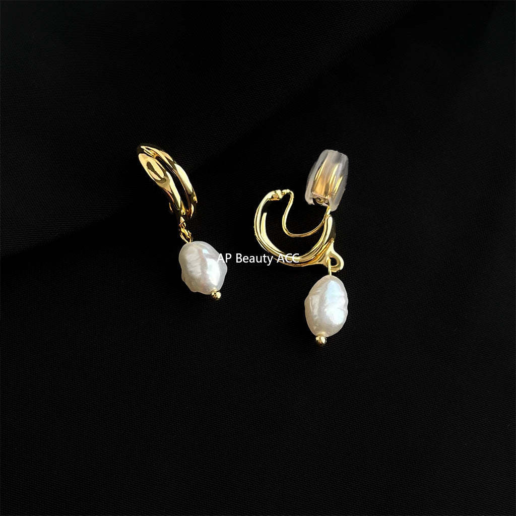 C관 - 담수 진주 골드 도금 나선형 이어커프 귀걸이 [EJ0203P] 25.02-3