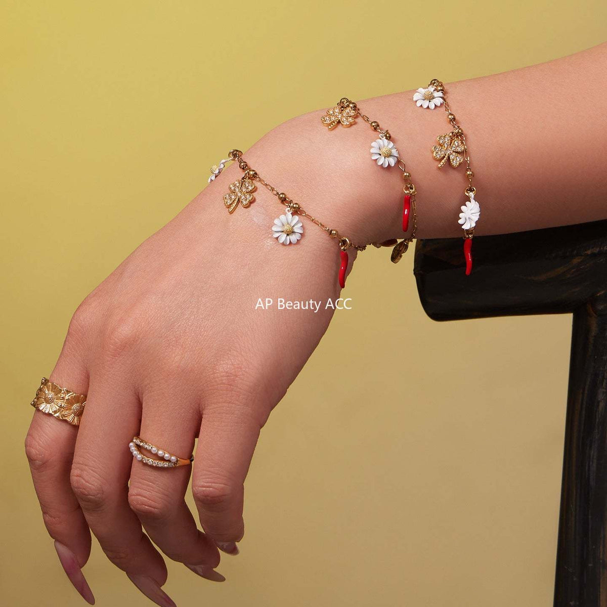 D관 - 스테인리스 스틸 네잎클로버 데이지 펜던트 큐빅 목걸이 팔찌 [TXP483] 25.11-4