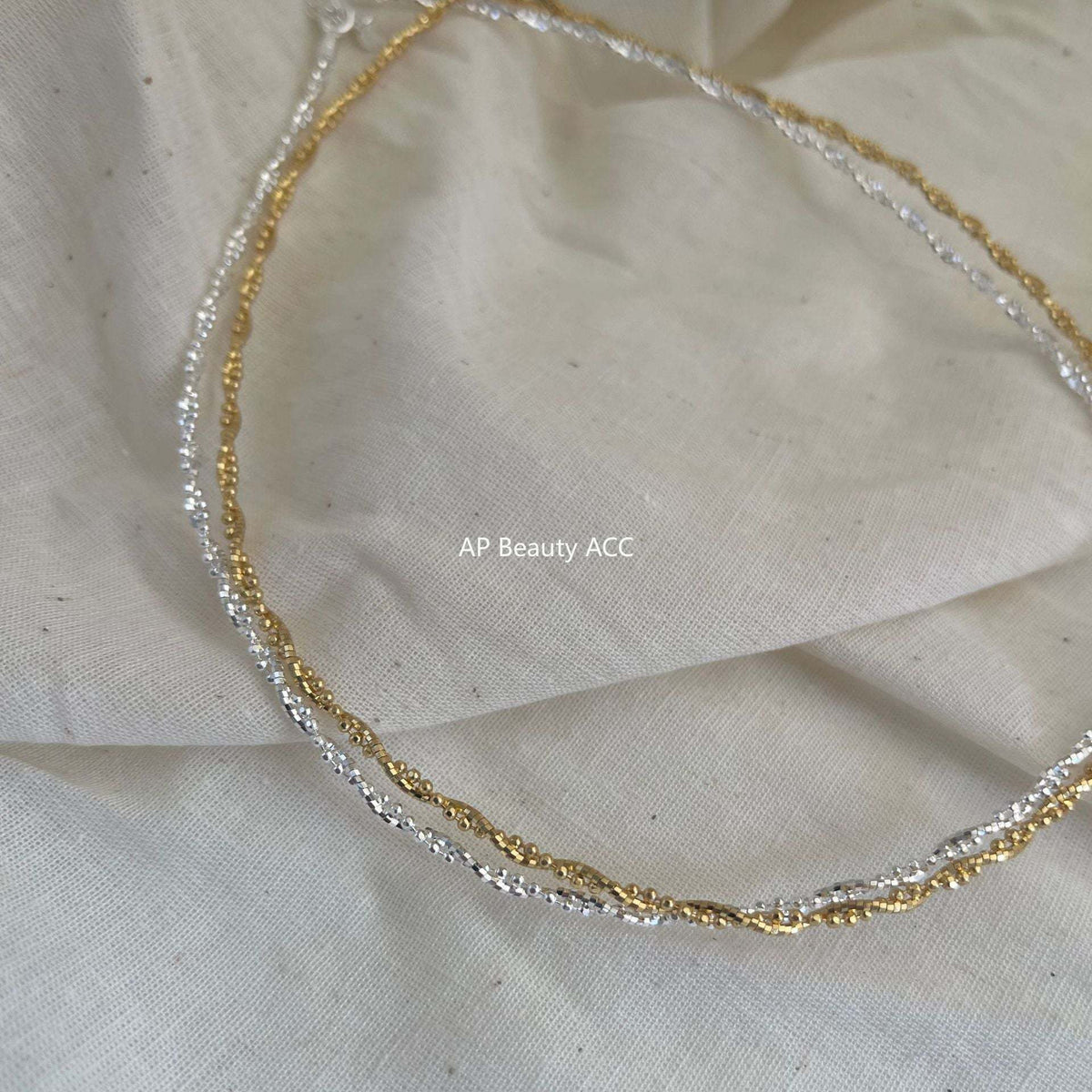 F관 - 925 실버 컷팅 라운드 비즈 실버 파편 목걸이 [B1173] 25.12-3