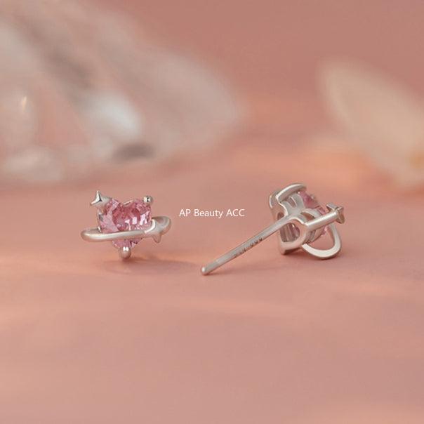 B관 - 999 실버 하트 행성 디자인 귀걸이 [YC5006E_1] 25.04-2
