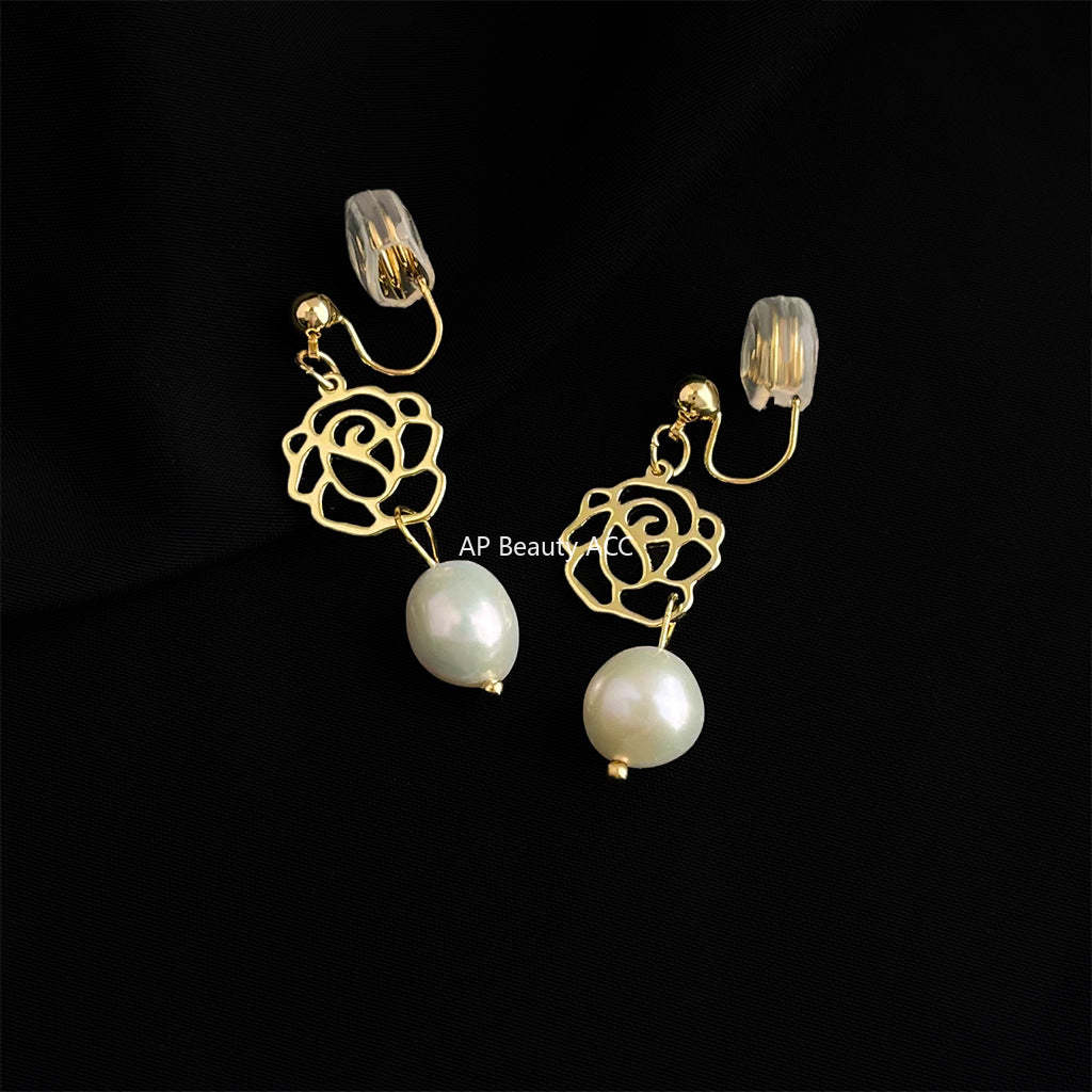 C관 - 담수 진주 골드 도금 나선형 이어커프 귀걸이 [EJ0203P] 25.02-3