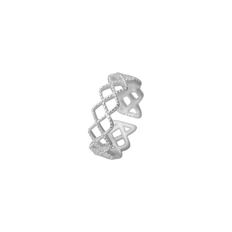 B관 - 925 실버 격자 디자인 반지 [YC5066R_1] 25.08-1