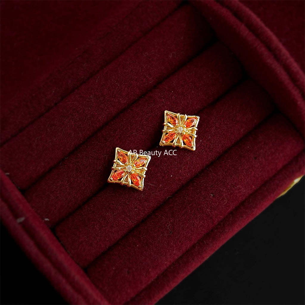 C관 - 사각형 모양 큐빅 925 은침 귀걸이 [7251] 25.12-3