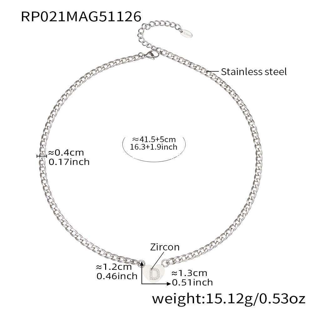 D관 - 스테인리스 스틸 하트 알파벳 큐빅 18K 도금 펜던트 목걸이 [RP021] 25.12-1