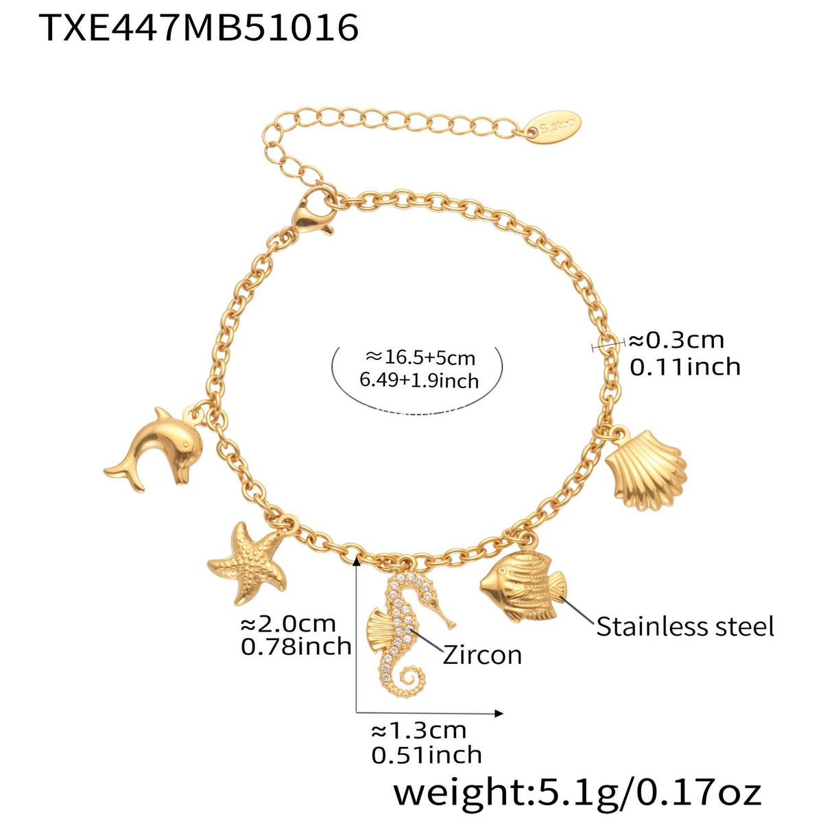 D관 - 스테인리스 스틸 해양생물 큐빅 펜던트 목걸이 팔찌 [TXP447] 25.10-4