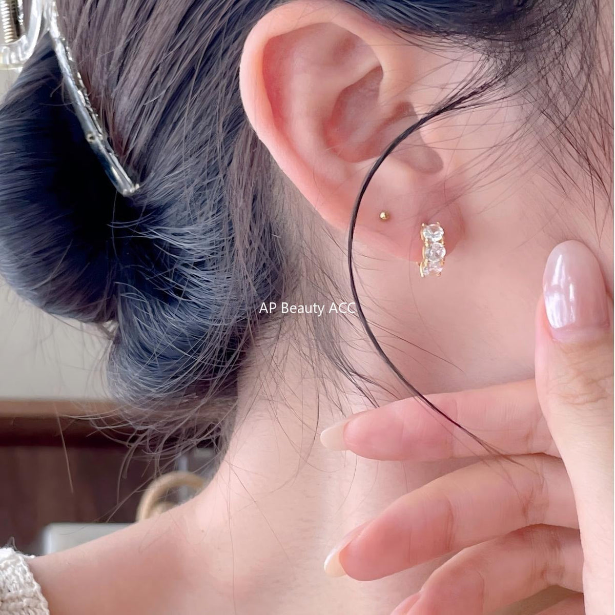 F관 - 925 실버 트리플 큐빅 링 귀걸이 [C1418] 25.11-1