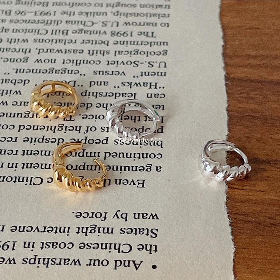 F관 - 925 실버 꼬임 디자인 링 귀걸이 [C1061] 25.09-4