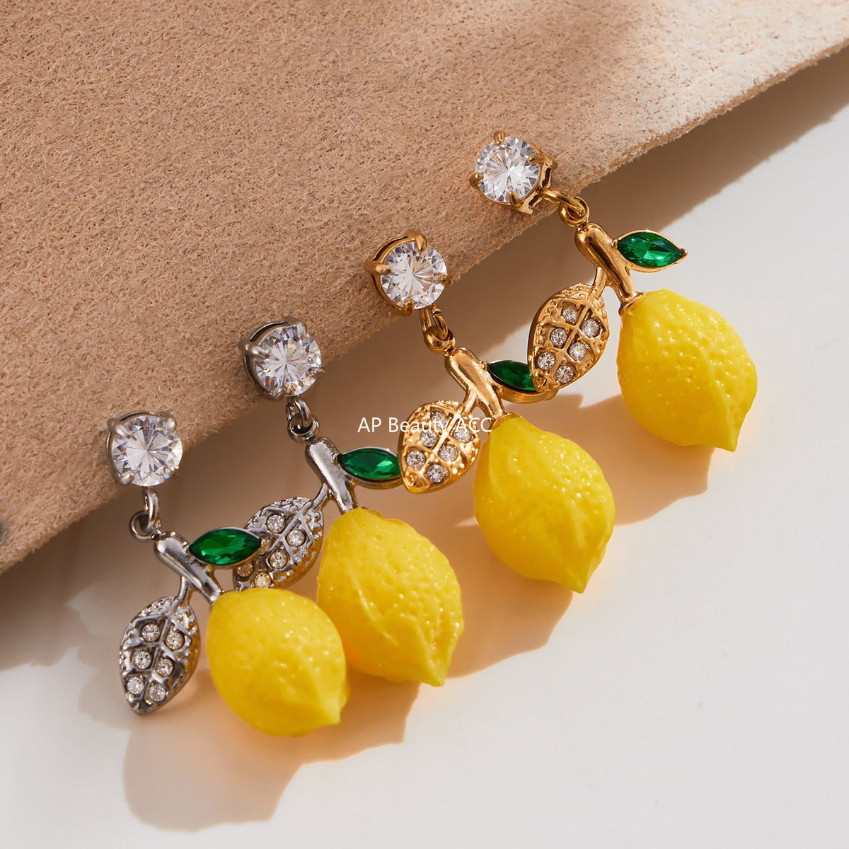 D관 - 스테인리스 스틸 큐빅 레몬 과일 디자인 목걸이 귀걸이 팔찌 반지 [TXP429] 25.10-3