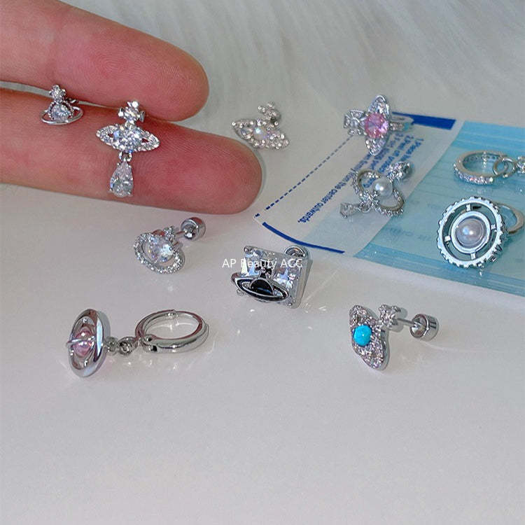 A관 - 큐빅 행성 티타늄 스틸 피어싱 귀걸이 [EH-4347] 25.12-1