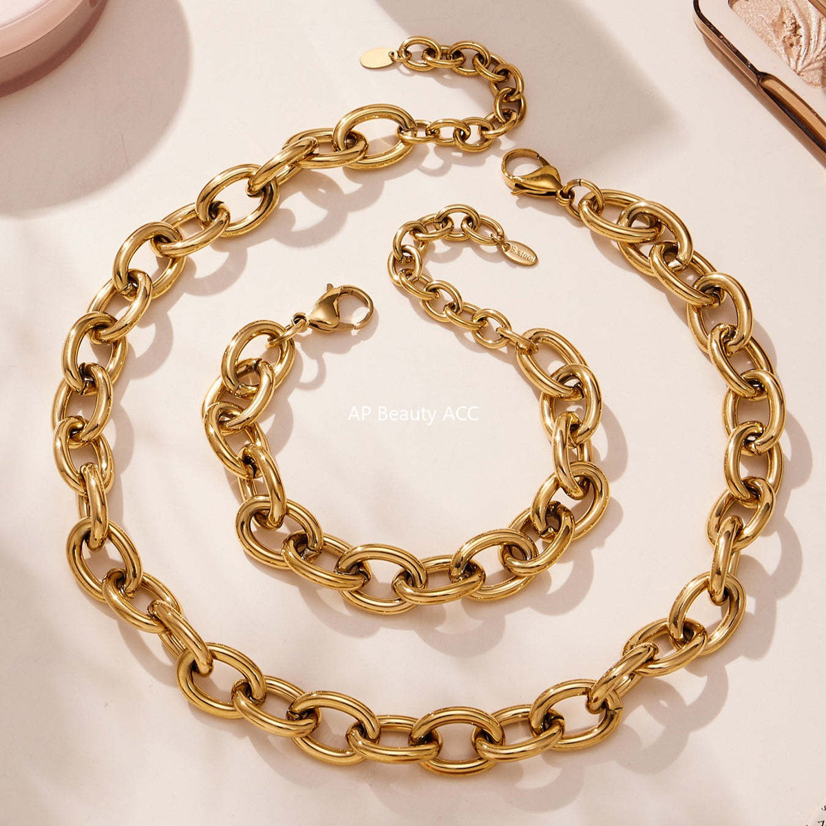 D관 - 볼드 O체인 18K 도금 스테인리스 스틸 목걸이 팔찌 [TXP465] 25.11-3