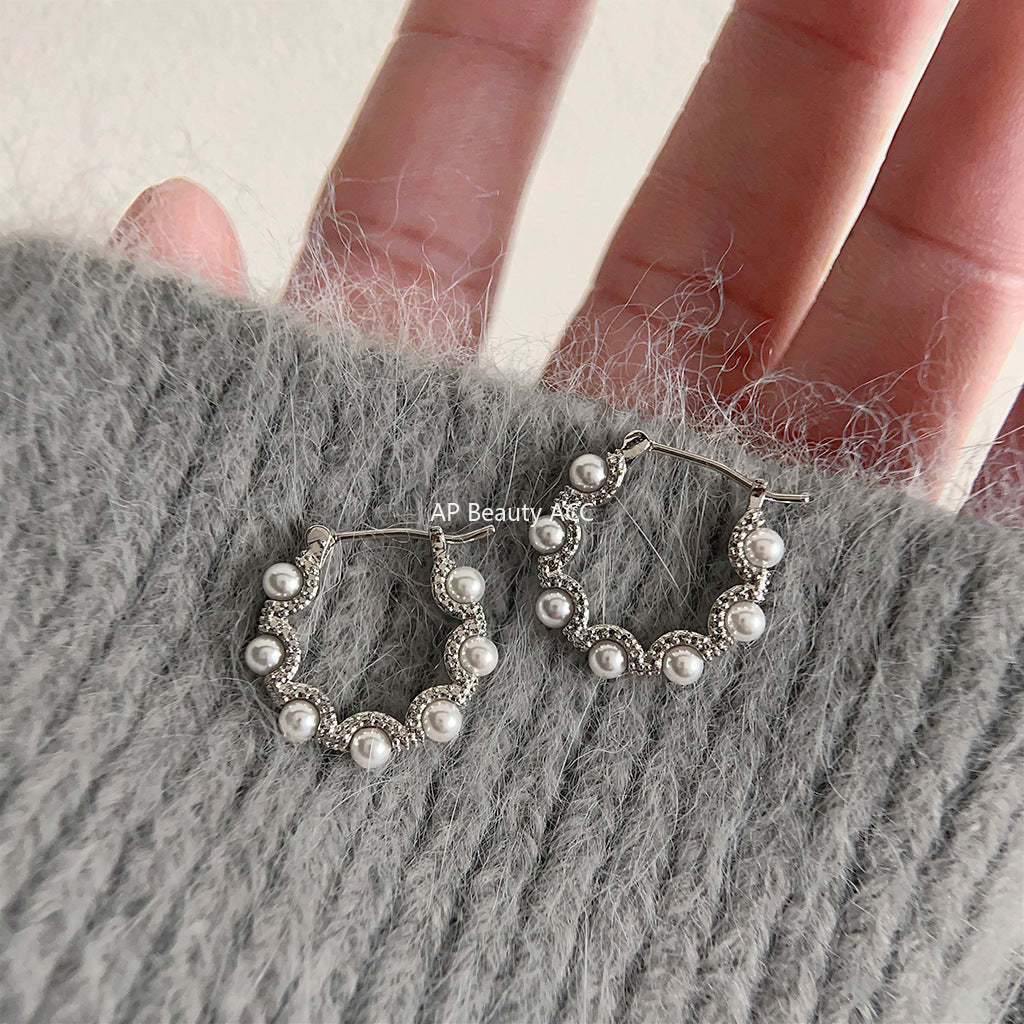 C관 - 개성 있는 로즈 기하학 은침 인스타 귀걸이 [3771] 24.04-3