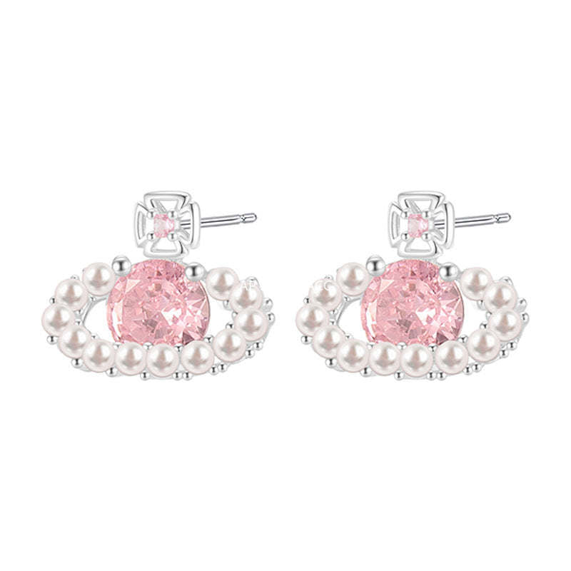 A관 - 핑크 큐빅 볼 디자인 진주 귀걸이 [EH-4313] 25.12-3