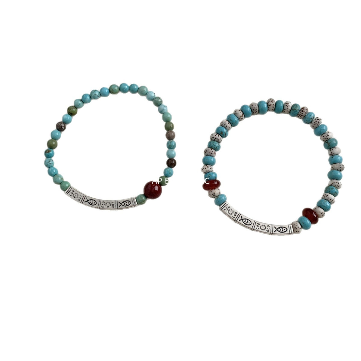 A관 - 925 실버 물고기 각인 자금사 홍마노 비즈 팔찌 [1541-1542] 25.11-2