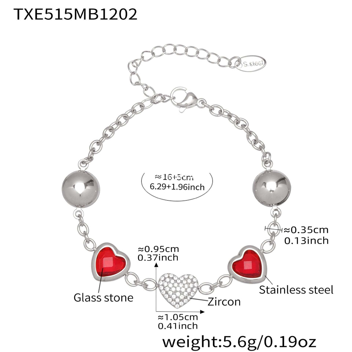 D관 - 컬러 레진 큐빅 하트 18K 도금 스테인리스 스틸 목걸이 팔찌 [TXP515] 25.12-2