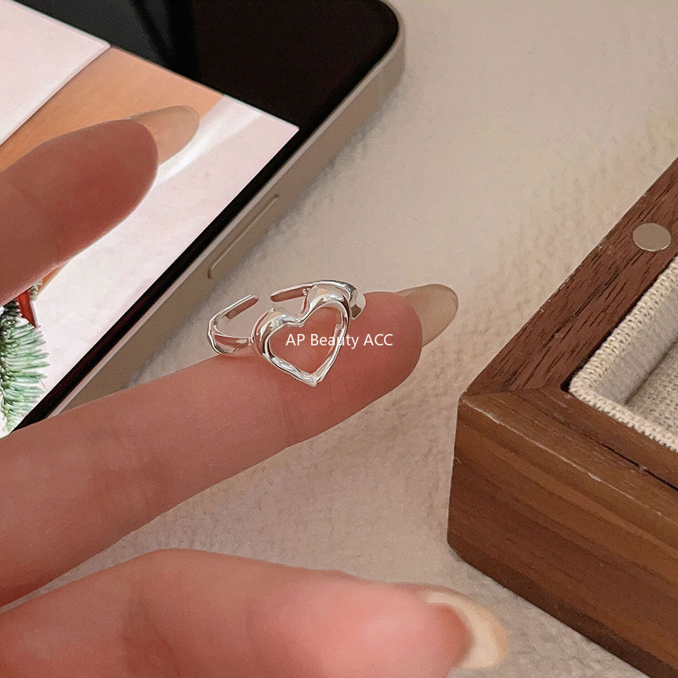 F관 - 925 실버 하트 라인 오픈형 반지 [J1934] 25.10-2