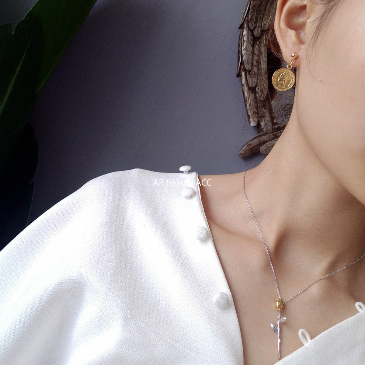 F관 - 925 실버 장미 플라워 펜던트 목걸이 [B366] 25.10-3