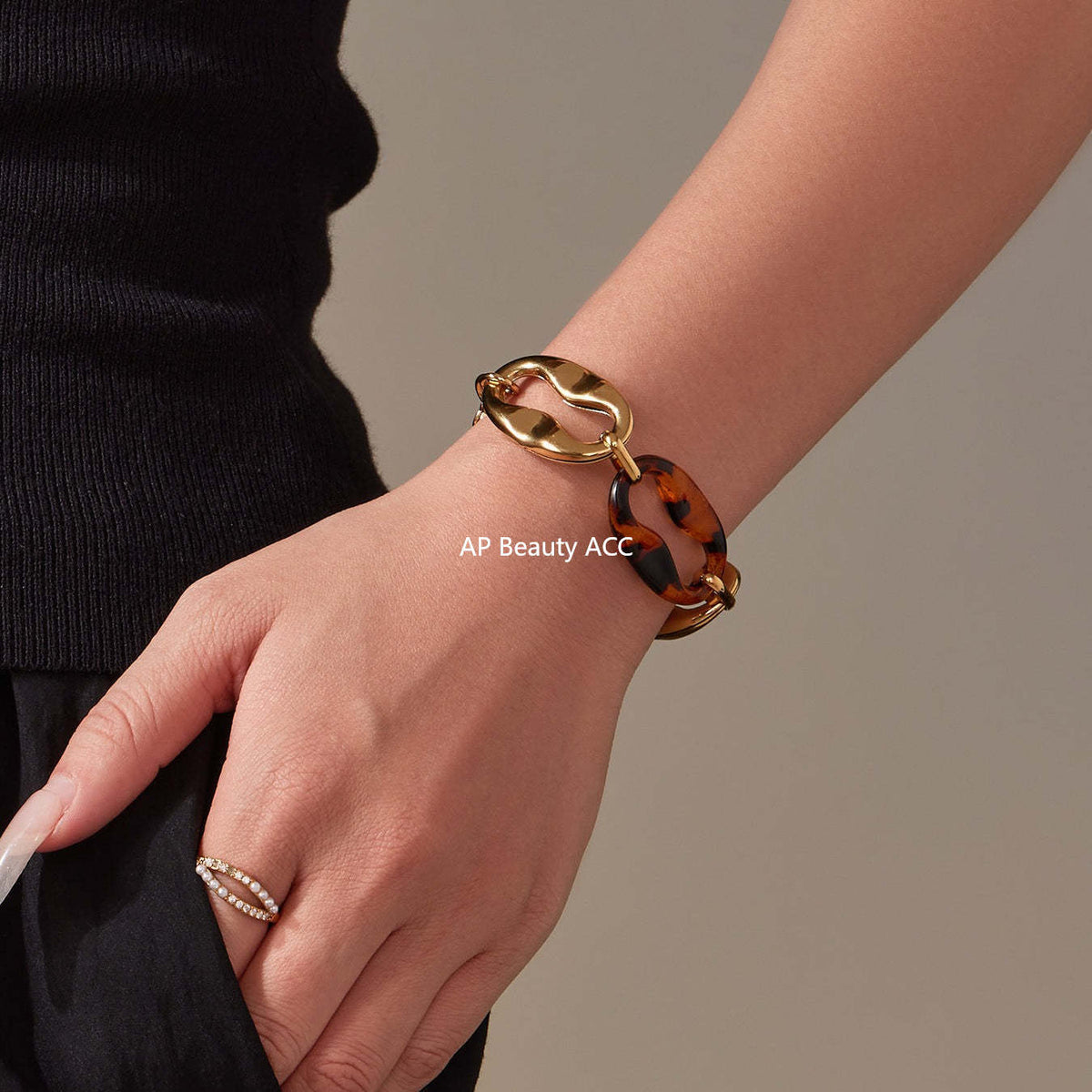 D관 - 레진 타원 체인 디자인 스테인리스 목걸이 팔찌 귀걸이 [TXP470] 25.11-3