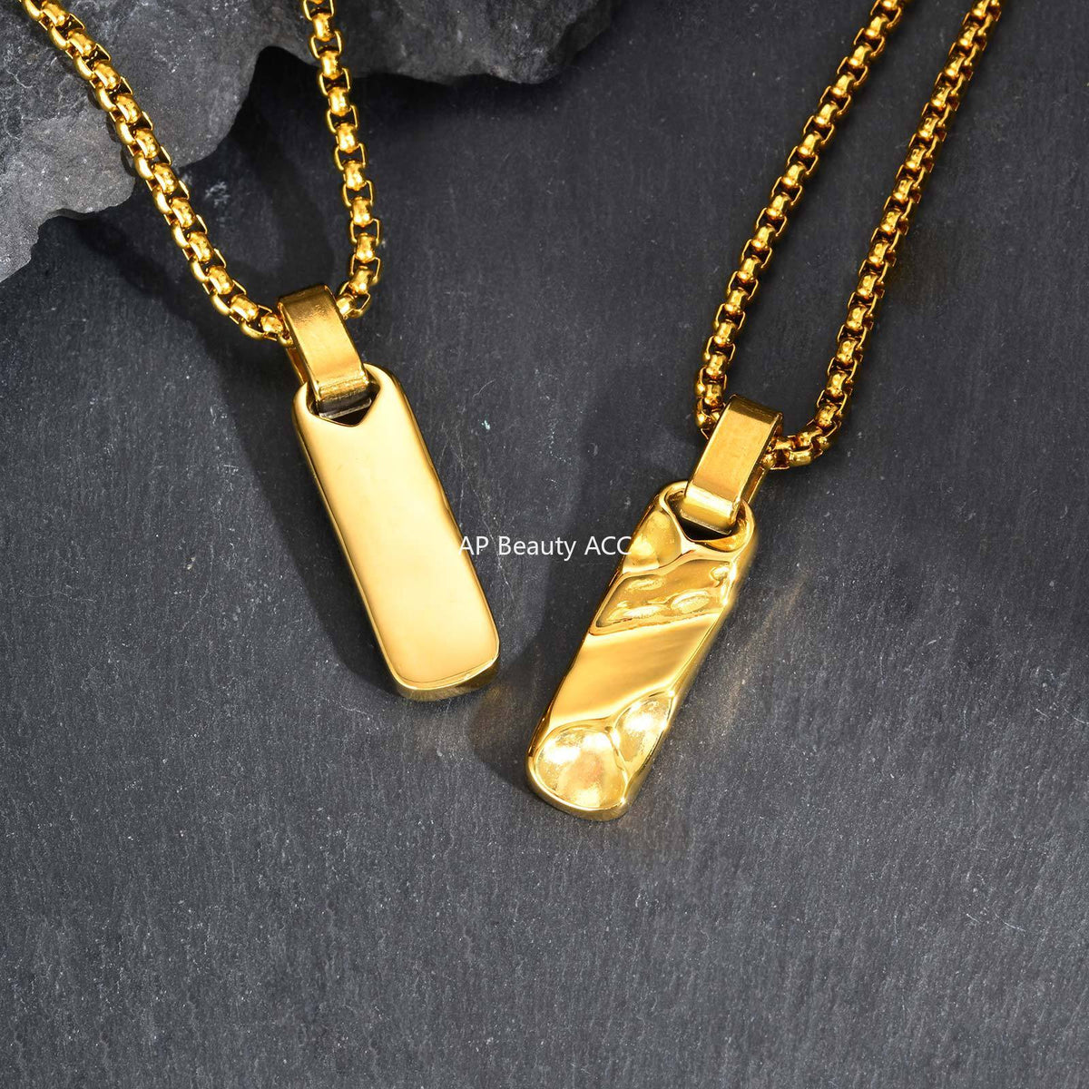 G관 - 입체 직사각 펜던트 스테인리스 스틸 목걸이 [PN-2272] 25.12-2