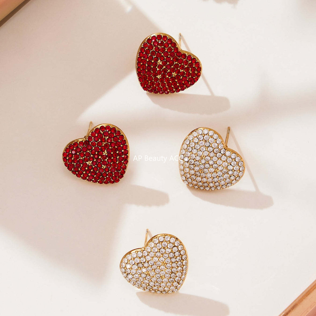 D관 - 18K 도금 스테인리스 스틸 큐빅 왕관 하트 반지 귀걸이 목걸이 [TXP450] 25.10-4