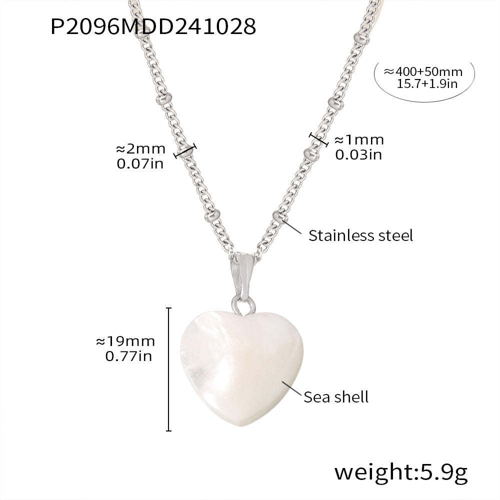D관 - 프렌치 캐주얼 럭셔리 하트 쉘 펜던트 스테인리스 스틸 18K 도금 목걸이 [P2096] 24.11-1