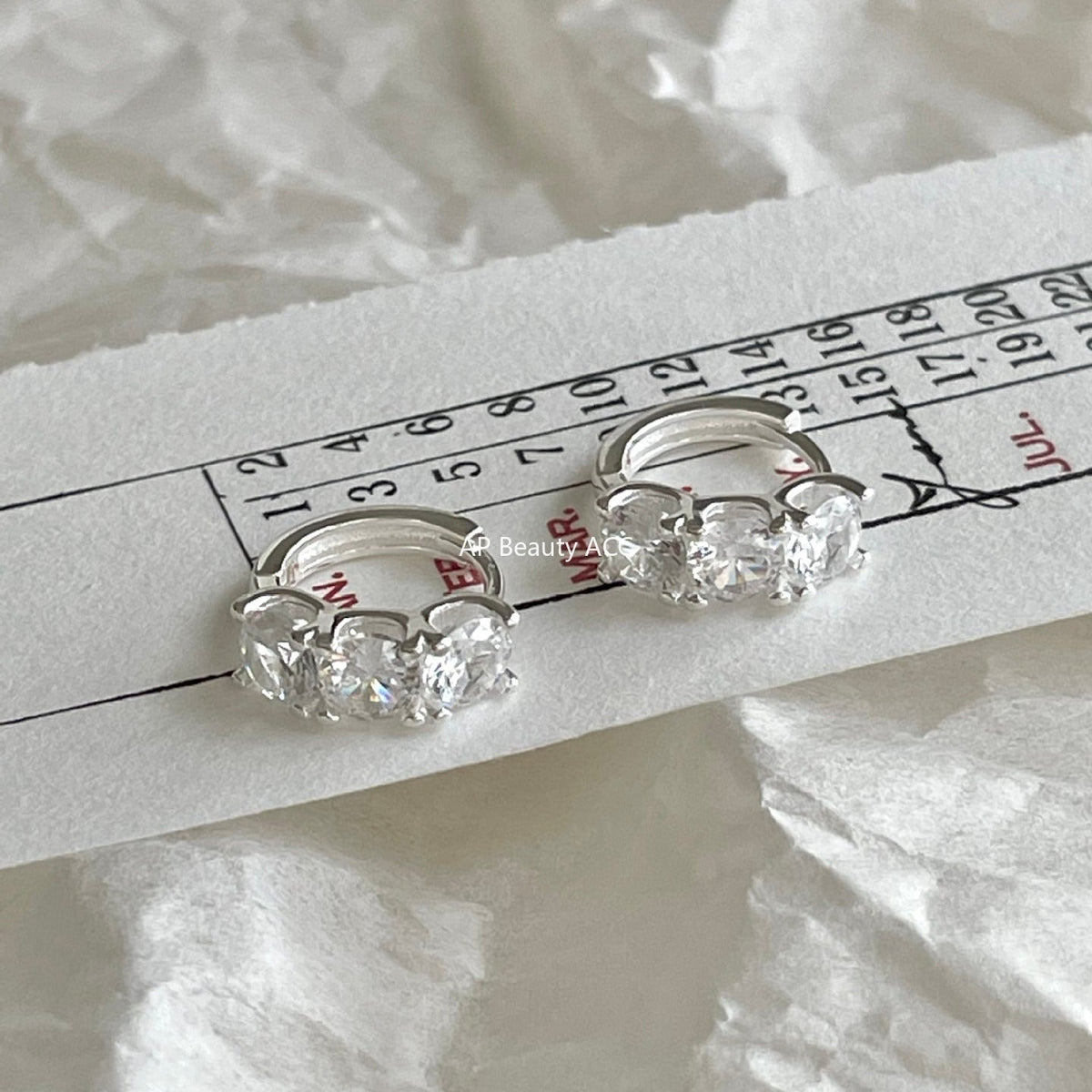 F관 - 925 실버 트리플 큐빅 링 귀걸이 [C1418] 25.11-1