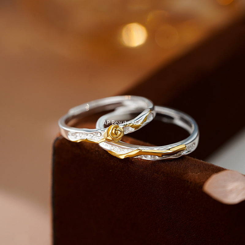 B관 - 999 실버 플라워 나무가지 디자인 커플 반지 [YC3456R_1] 25.10-3